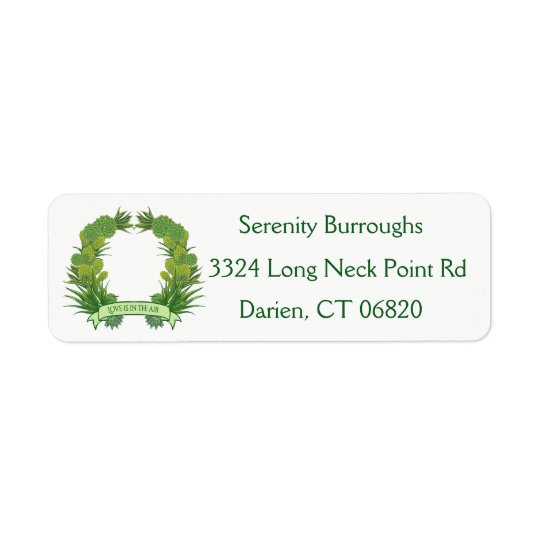 Southwest Green Succulent Cactus Wreath Love Return Address Label