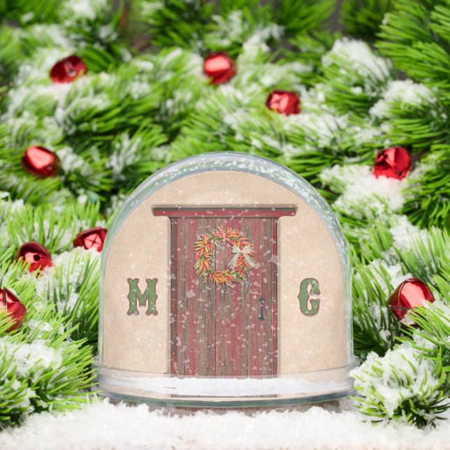 Southwest Holiday Chile Wreath Door Personalized Snowglobe (Christmas)