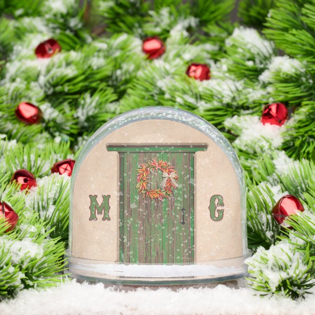 Southwest Holiday Chile Wreath Door Personalized Snowglobe (Christmas)