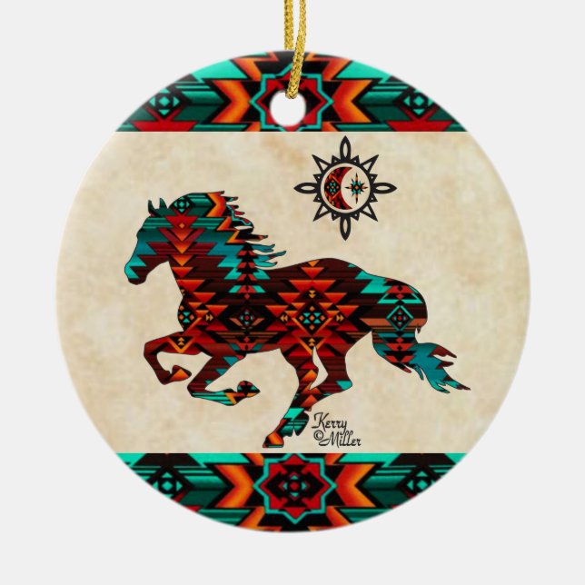 Southwest Horse Ceramic Ornament (Front)