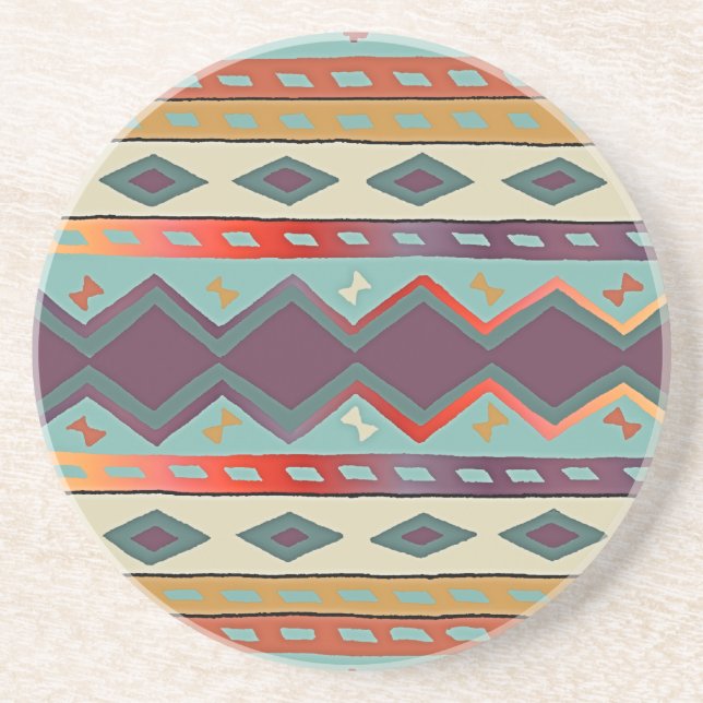 Southwest Indian Blanket Design Sandstone Coaster (Front)