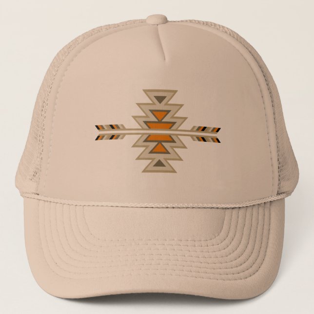 Southwest Indian Design-Brown Trucker Hat (Front)