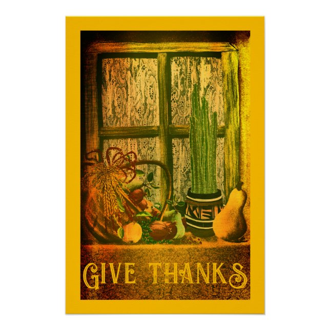 Southwest inspirational Give Thanks Thanksgiving Poster (Front)