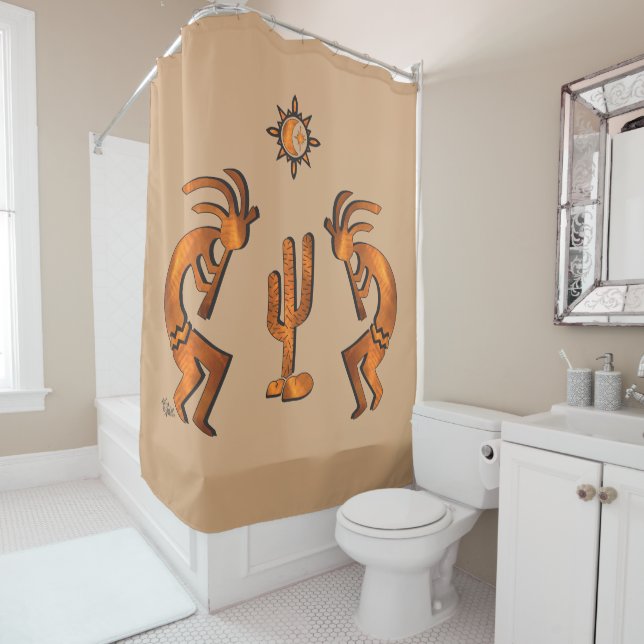 Southwest Kokopell And Cactus Shower Curtain (In Situ)