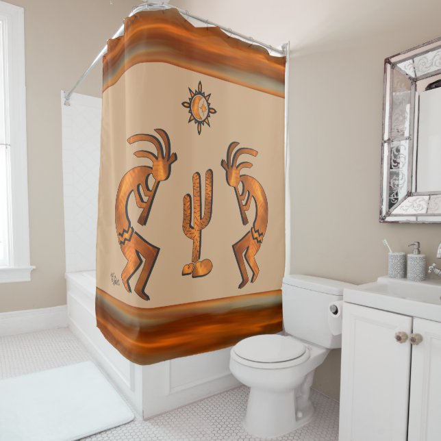 Southwest Kokopell And Cactus Shower Curtain (In Situ)