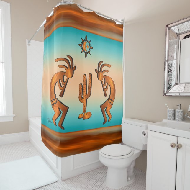 Southwest Kokopell And Cactus Shower Curtain (In Situ)