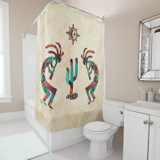 Southwest Kokopell And Cactus Shower Curtain (In Situ)