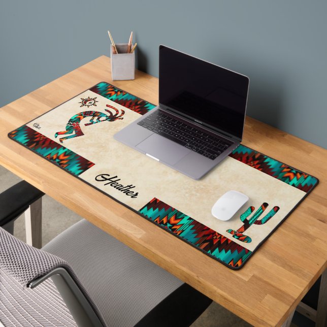 Southwest Kokopelli And Cactus Desk Mat (Office 2)