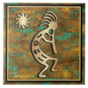 Southwest Kokopelli And Sun Ceramic Tile