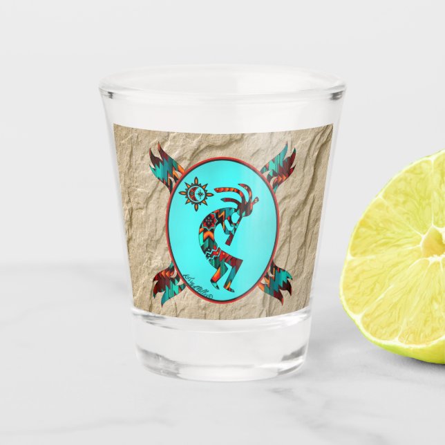 Southwest Kokopelli And Sun Shot Glass (Front)