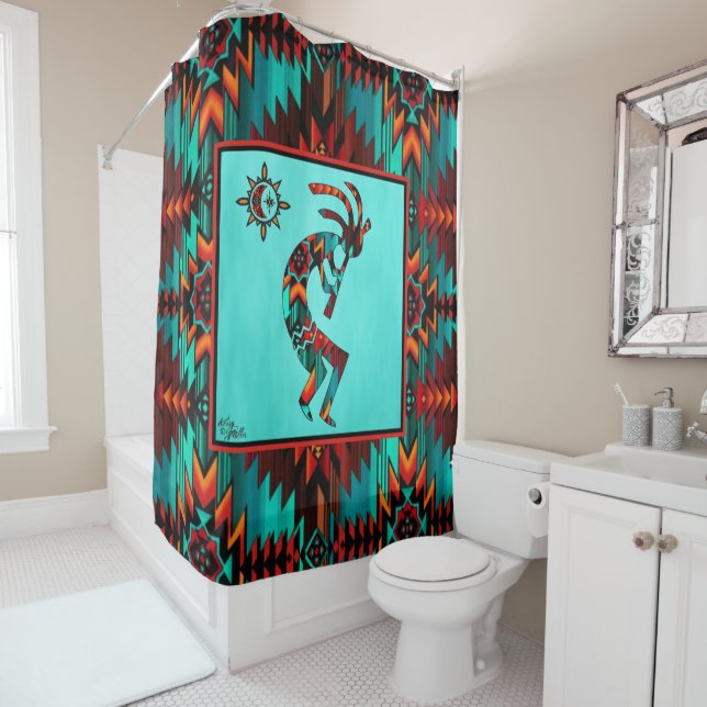 Southwest Kokopelli And Sun Shower Curtain (In Situ)