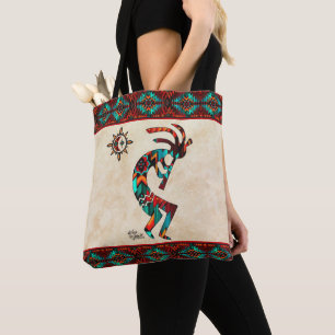 Southwest Kokopelli And Sun Tote Bag