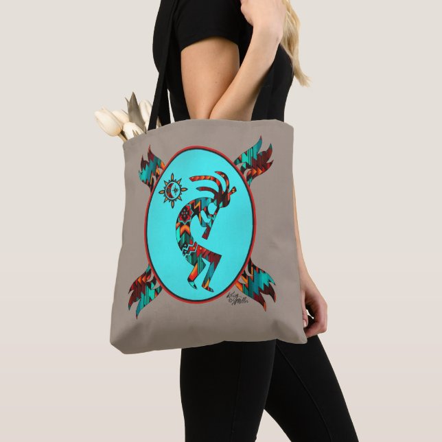 Southwest Kokopelli And Sun Tote Bag (Close Up)