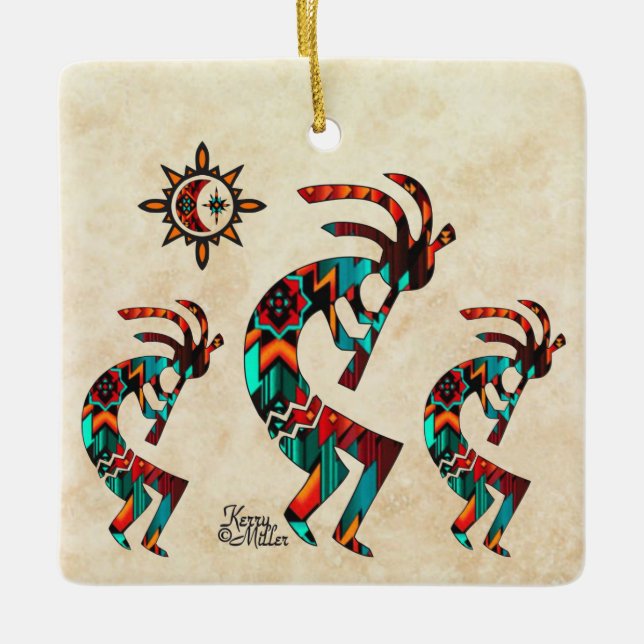 Southwest Kokopelli Ceramic Ornament (Front)