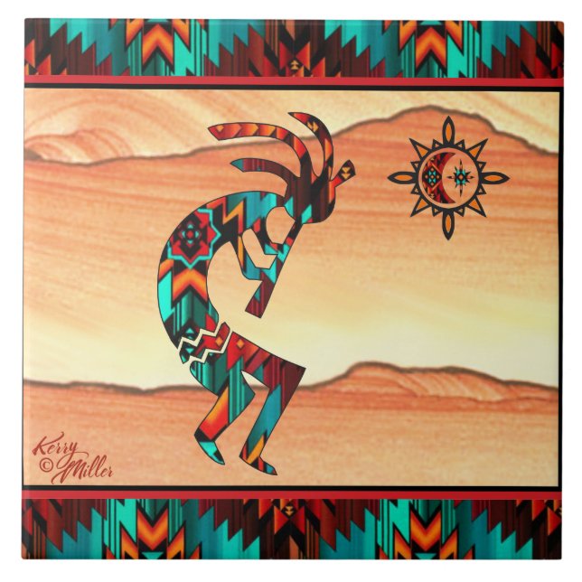Southwest Kokopelli CERAMIC TILE (Front)