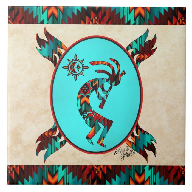 Southwest Kokopelli Ceramic Tile (Front)