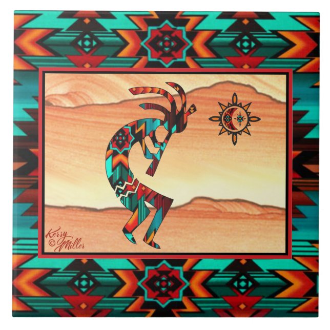 Southwest Kokopelli Ceramic Tile (Front)