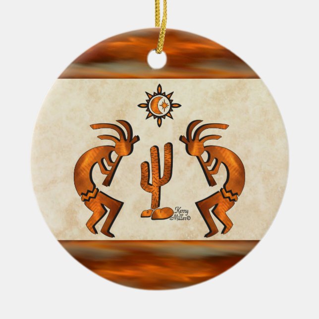 Southwest Kokopelli Ceramic Tree Decoration (Front)