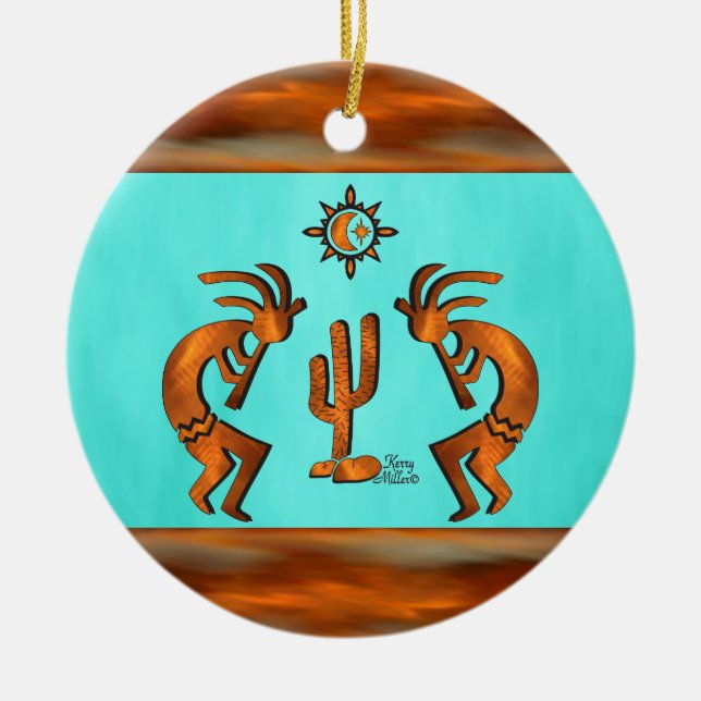 Southwest Kokopelli Ceramic Tree Decoration (Front)