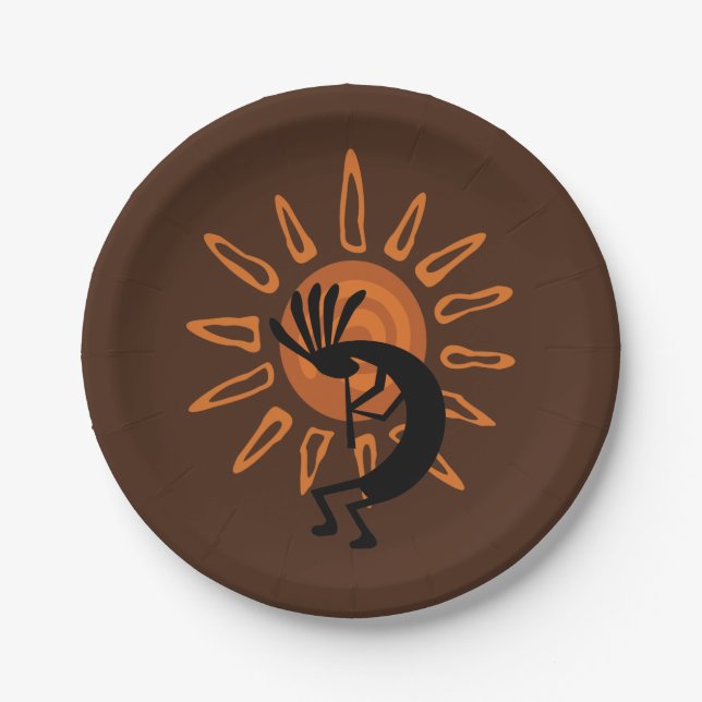 Southwest Kokopelli Desert Sun 7"  Paper Plates (Front)
