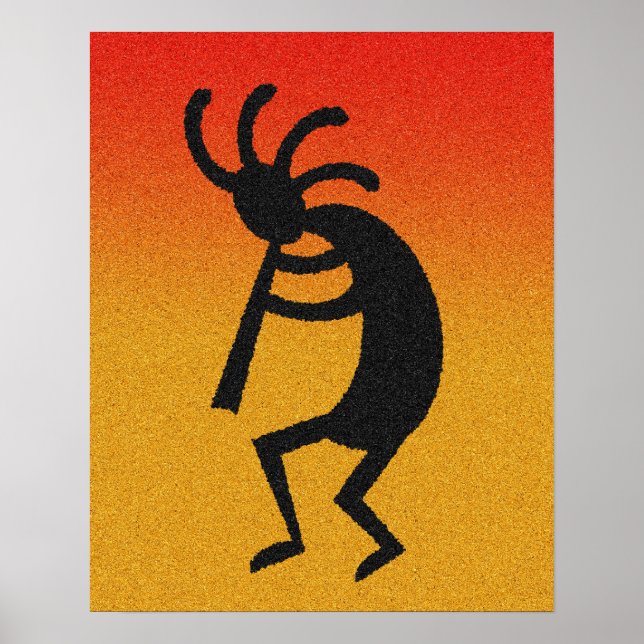 Southwest Kokopelli Desert Sun  Wall Art Poster (Front)