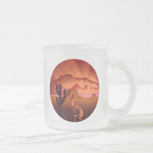Southwest Kokopelli Frosted Glass Coffee Mug