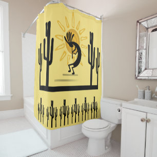 Southwest Kokopelli Golden Sun Shower Curtain
