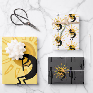 Southwest Kokopelli Golden Sun Wrapping Paper Sheet