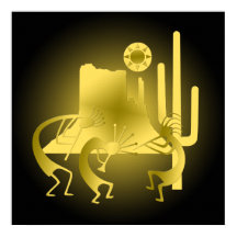 Southwest Kokopelli in Black & Gold