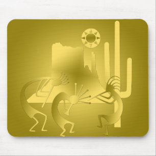 Southwest Kokopelli in Gold Mouse Mat