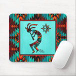 Southwest Kokopelli Mouse Pad<br><div class="desc">This is a Unique "One of a Kind" Southwest Kokopelli Mouse Pad  It Features a Southwest Kokopelli Playing the Flute and Dancing Under the Sun on a Turquoise Background... Surrounded by a Southwest Turquoise,  Orange &  Black Border!
Original Art Design By Artist Kerry Miller.</div>