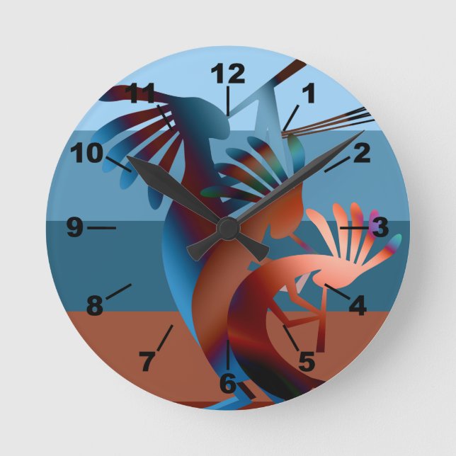 Southwest Kokopelli Music 2  Round Clock (Front)