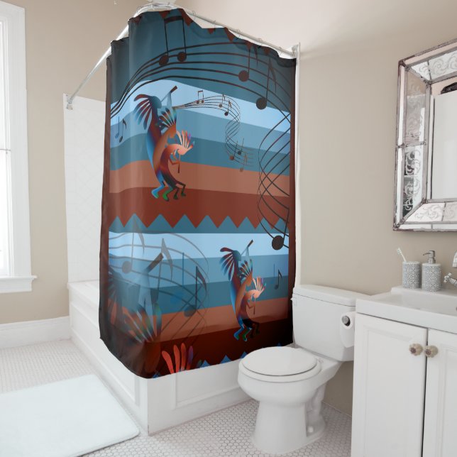 Southwest Kokopelli Music 2 Shower Curtain (In Situ)