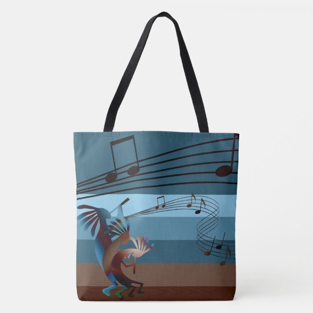 Southwest Kokopelli Music All-Over-Print Lg Tote Bag (Front)