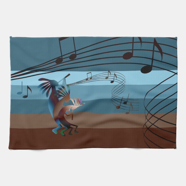 Southwest Kokopelli Music Kitchen Towel (Horizontal)