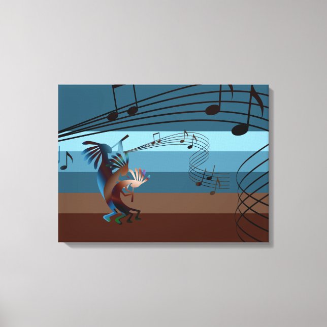 Southwest Kokopelli Music Wrapped Canvas (Front)