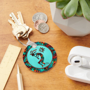 Southwest Kokopelli Playing Flute Keychain