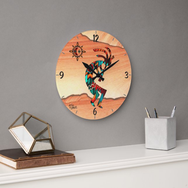 Southwest Kokopelli Round Wall Clock (Office)