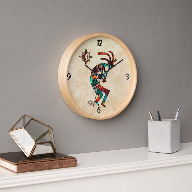 Southwest Kokopelli Round Wall Clock (Office)