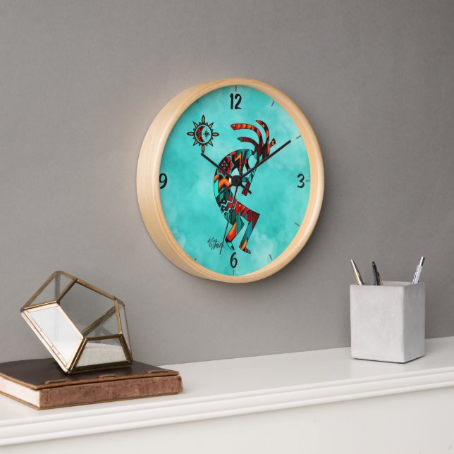 Southwest Kokopelli Round Wall Clock (Office)