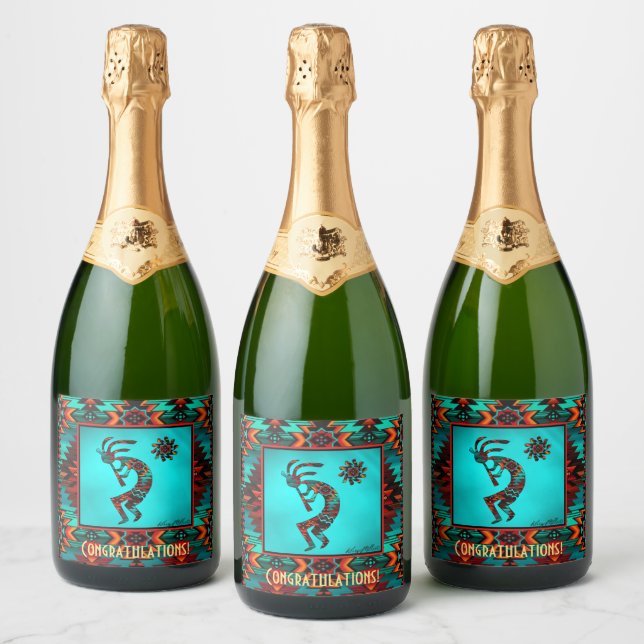 Southwest Kokopelli Sparkling Wine Label (Bottles)
