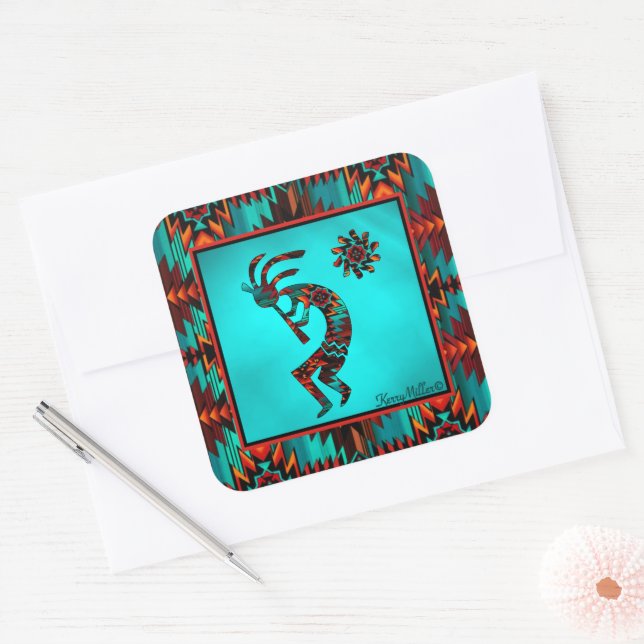 Southwest Kokopelli Square Sticker (Envelope)