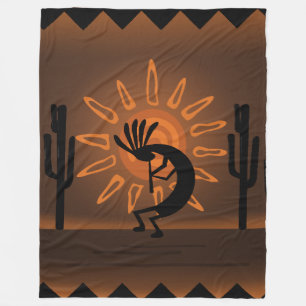 Southwest Kokopelli Sun Rustic Brown Blanket