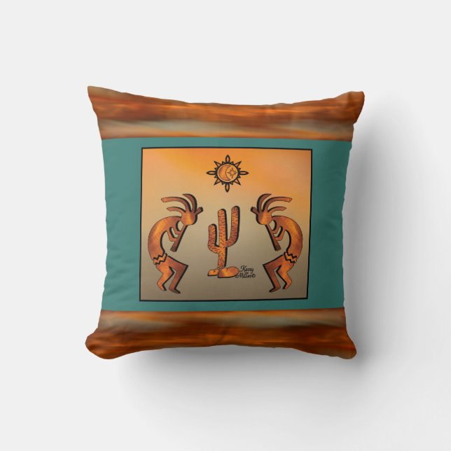 Southwest Kokopelli Throw Pillow (Front)