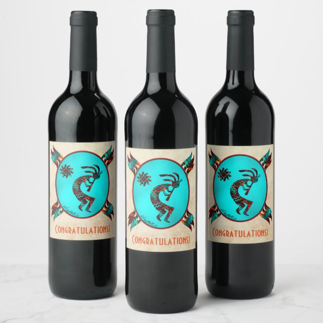 Southwest Kokopelli Wine Label (Bottles)