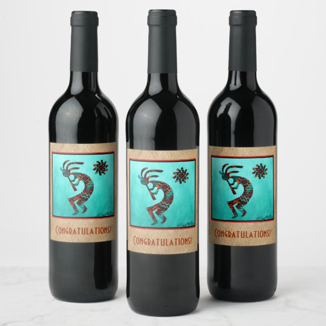 Southwest Kokopelli Wine Label (Bottles)