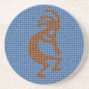 Southwest Kokopelli with Flute Earth Tone Mosaic Coaster
