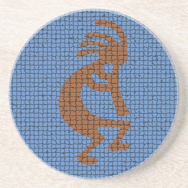 Southwest Kokopelli with Flute Earth Tone Mosaic Coaster (Front)