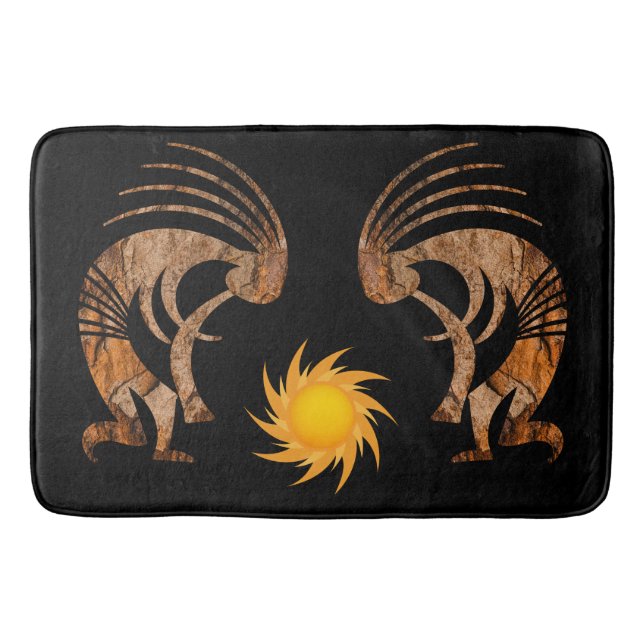 Southwest Kokopellis Canvas Bath Mat (Front)