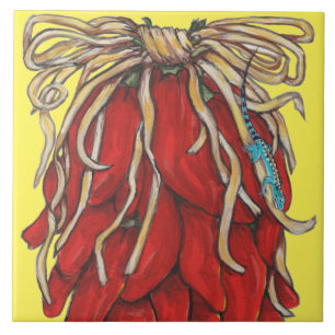 Southwest Lizard Red Chilli Pepper House # Top Tile